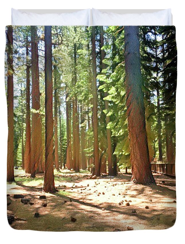 Woods Duvet Cover featuring the digital art California Woods by Jackie MacNair