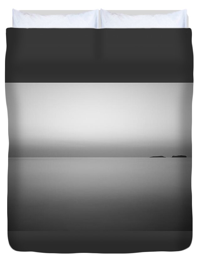 Mediterranean Sea Duvet Cover featuring the photograph calm at the Mediterranean by Andreas Levi