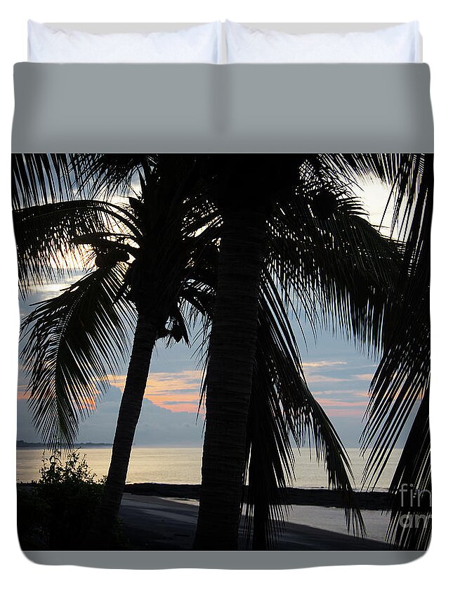 Beach Duvet Cover featuring the photograph Calm Beach in the early morning by Bob Hislop
