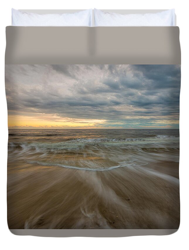 Oak Island Duvet Cover featuring the photograph Calming Waves by Nick Noble