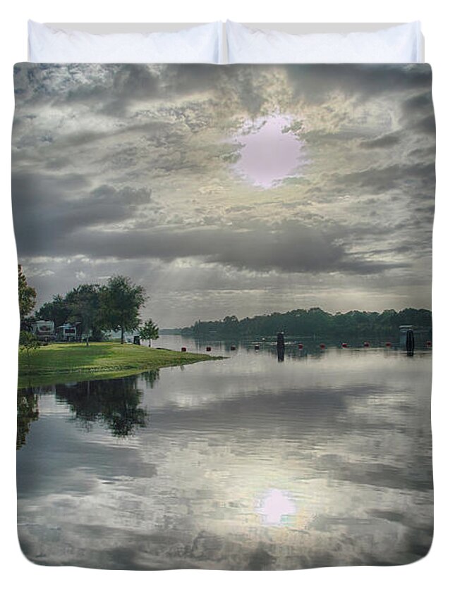Caloosahatchee Duvet Cover featuring the photograph Caloosahatchee at Daybreak by Judy Hall-Folde