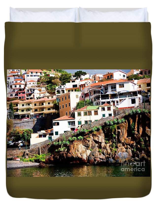 Fishing Duvet Cover featuring the photograph Camara de Lobos on the island of Madeira by Brenda Kean