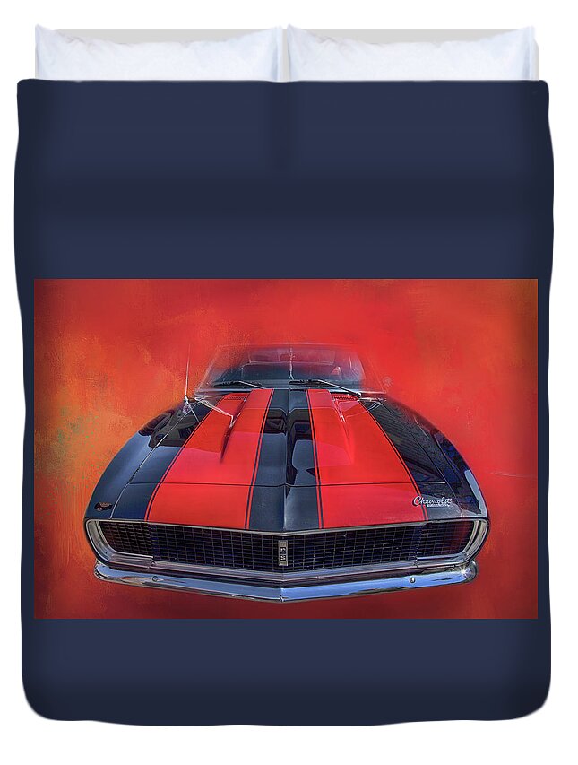 Old Cars Duvet Cover featuring the photograph Camaro - Forged By Fire by Theresa Tahara
