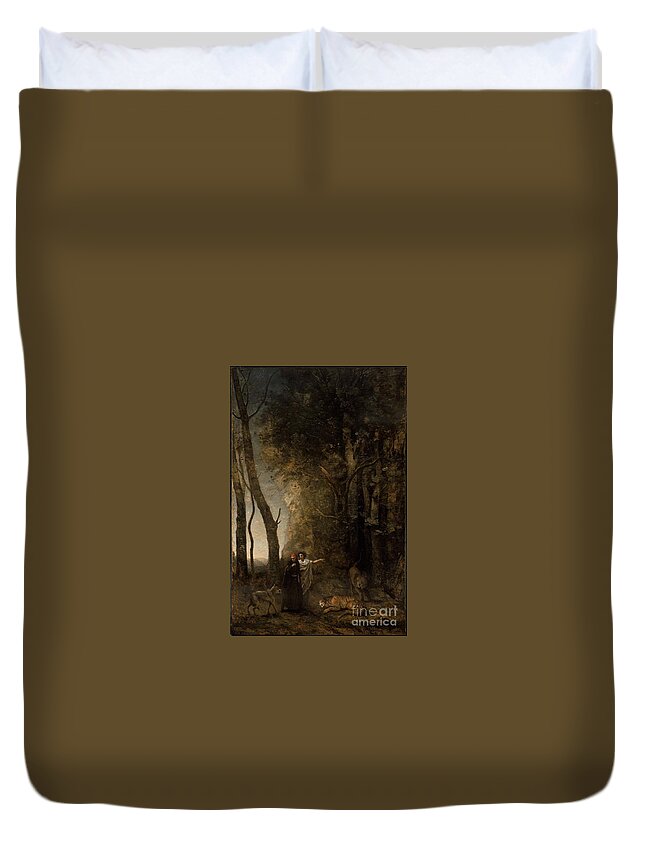 Dante And Virgil 1859 Jean-baptiste-camille Corot (french Duvet Cover featuring the painting Camille Corot by MotionAge Designs