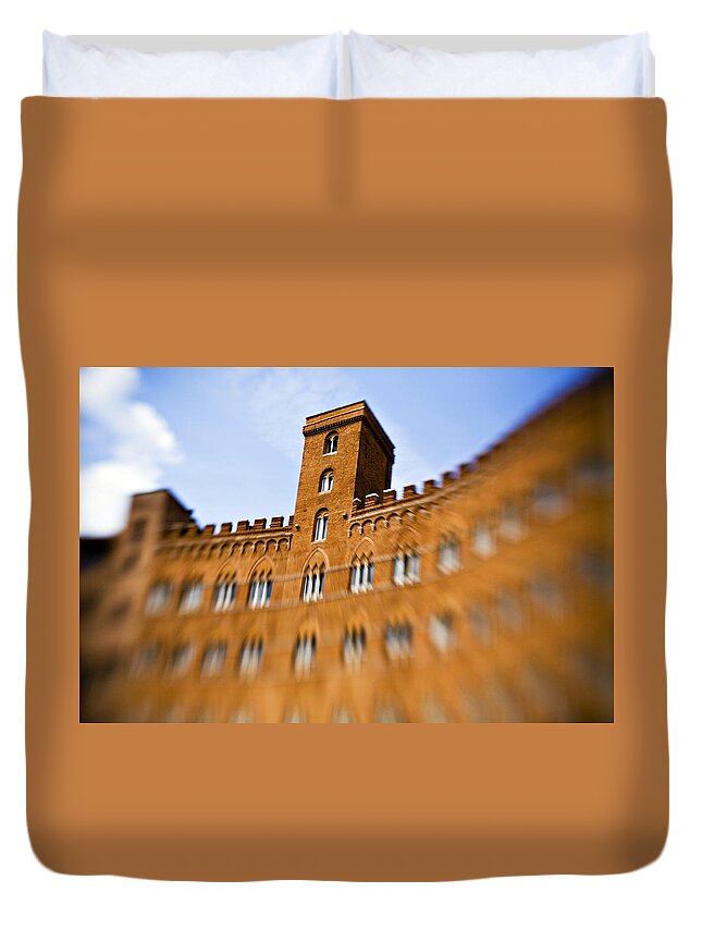 Piazza Del Campo Duvet Cover featuring the photograph Campo of Siena tuscany Italy by Marilyn Hunt