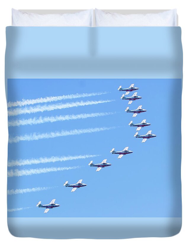 Air Force Duvet Cover featuring the photograph Canadian Air Force Snowbirds by Mark Andrew Thomas