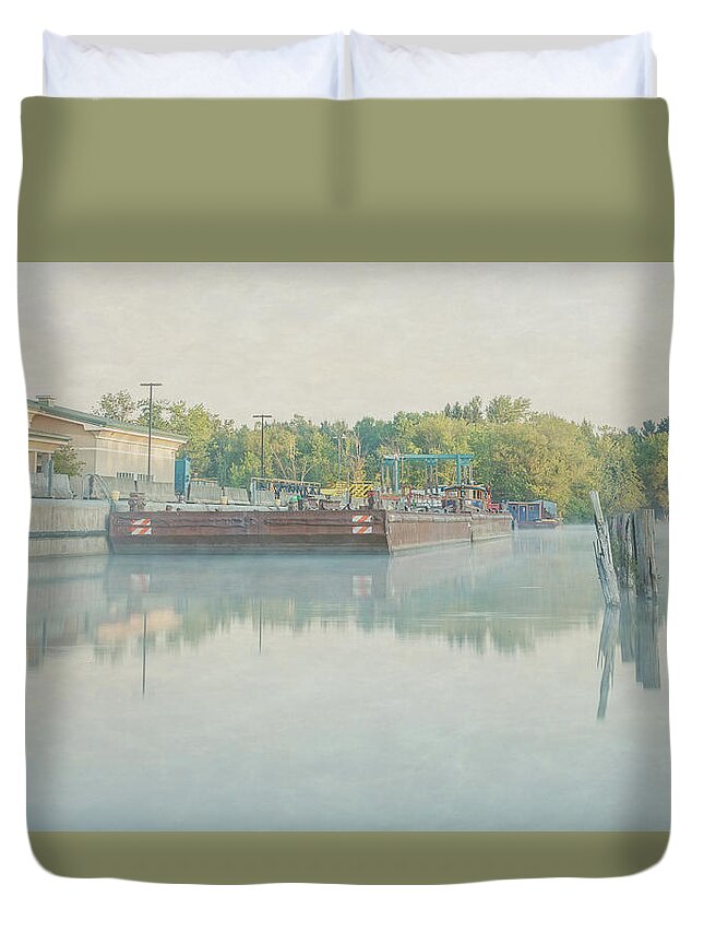 Canal Duvet Cover featuring the photograph Canal in Pastels by Everet Regal