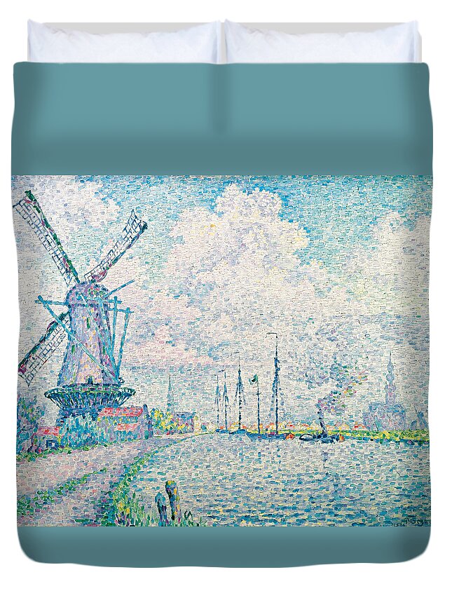 Paul Signac Duvet Cover featuring the painting Canal of Overschie by Paul Signac