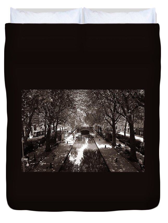Paris Duvet Cover featuring the photograph Canal Saint Martin 2 by Andrew Fare