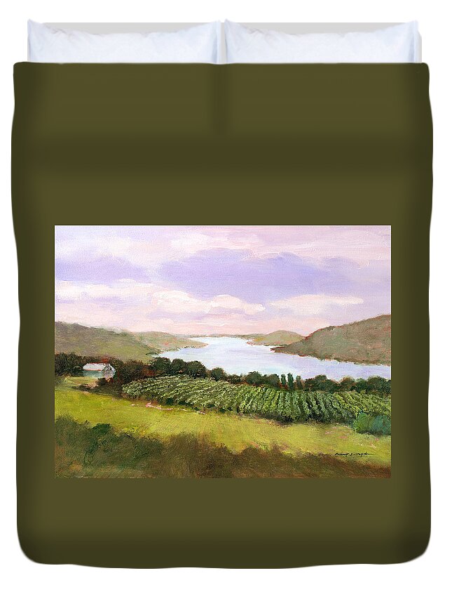 Lake Duvet Cover featuring the painting Canandaigua Lake by J Reifsnyder