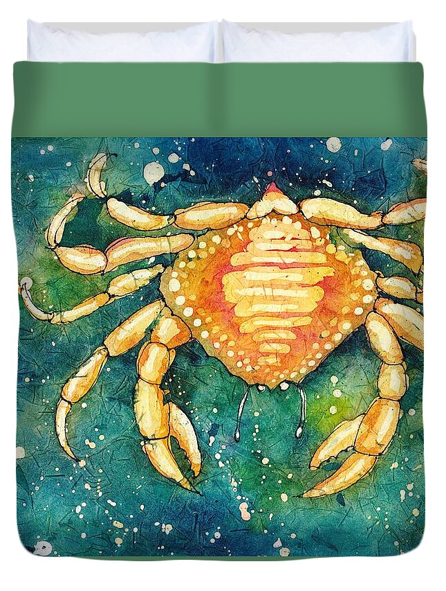 Zodiac Duvet Cover featuring the painting Cancer by Ruth Kamenev