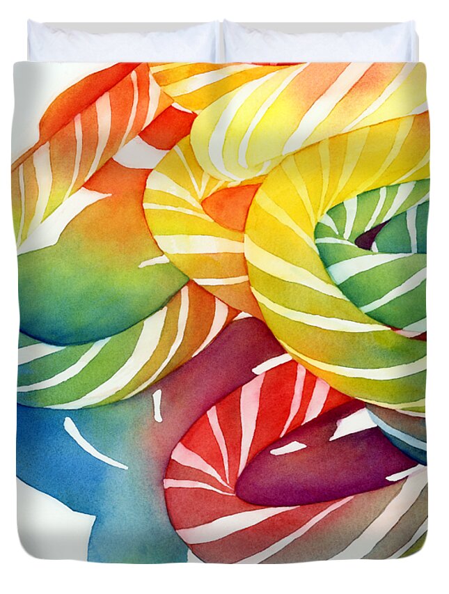 Candy Duvet Cover featuring the painting Candy Canes by Hailey E Herrera