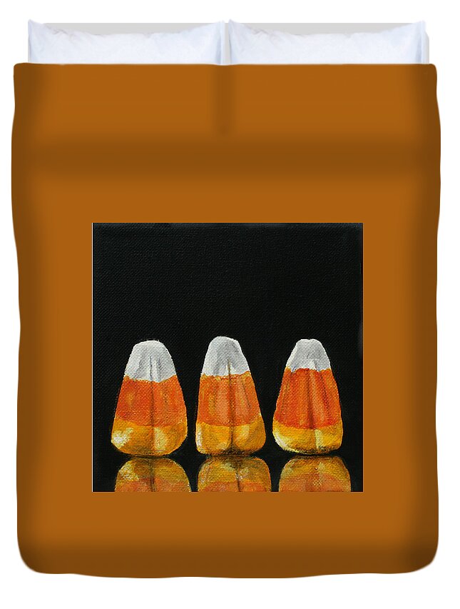 Halloween Candy Duvet Cover featuring the painting Candy Corn by Donna Tucker
