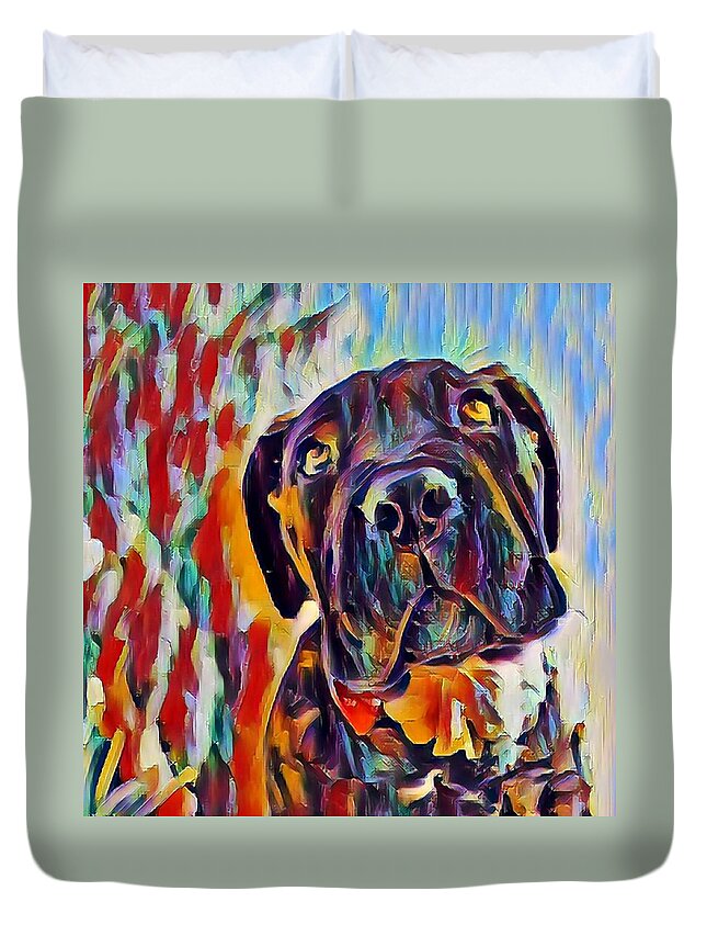 Cane Corso Duvet Cover featuring the digital art Cane Corso Puppy by Bonny Puckett