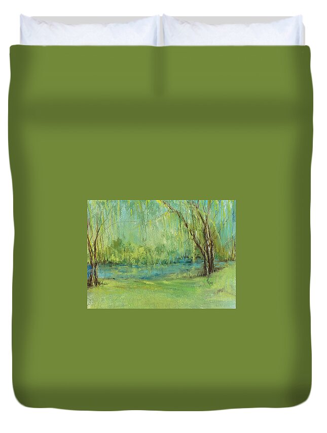 Cane River Duvet Cover featuring the painting Cane River Series by Robin Miller-Bookhout