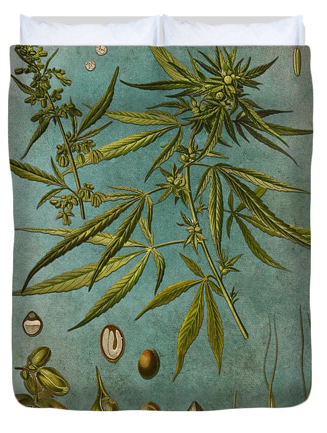 Marijuana Duvet Cover featuring the digital art Cannabis by Justyna Jaszke JBJart