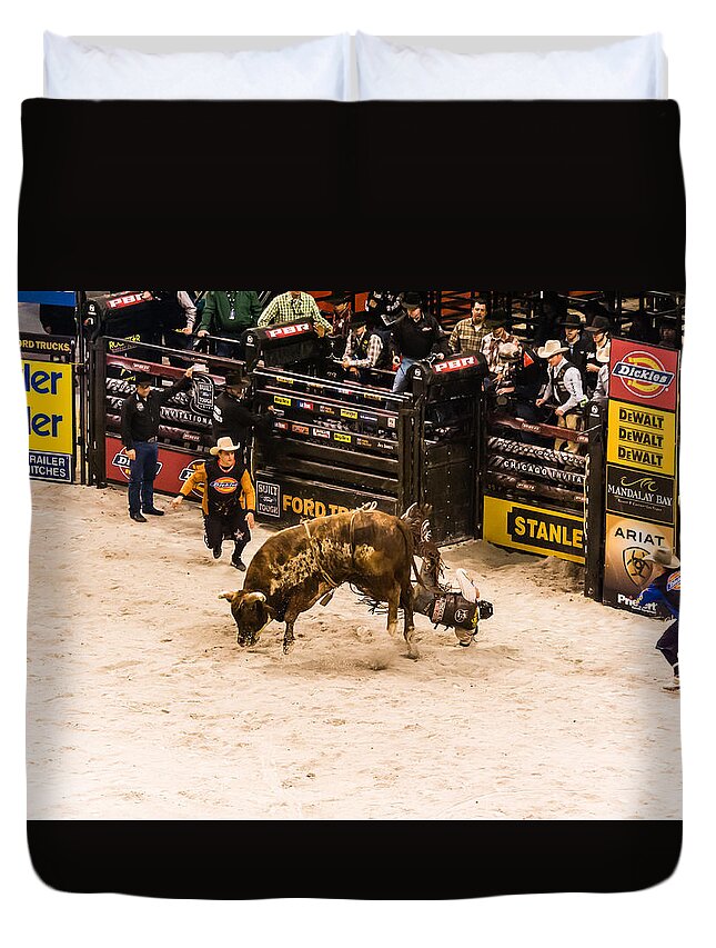 Bull Riding Duvet Cover featuring the photograph Can't Ride Them All by Charles McCleanon