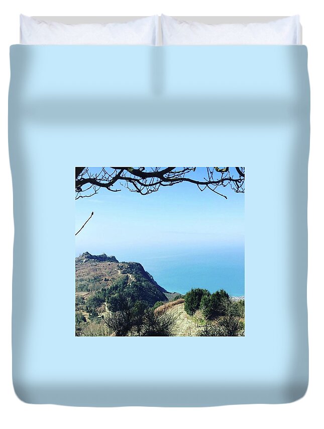 Ischia Duvet Cover featuring the photograph Can't See Where The Sea Ends And The by Dannise Masiglat