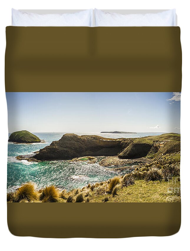 Tasmania Duvet Cover featuring the photograph Cape Grim cliff panoramic by Jorgo Photography