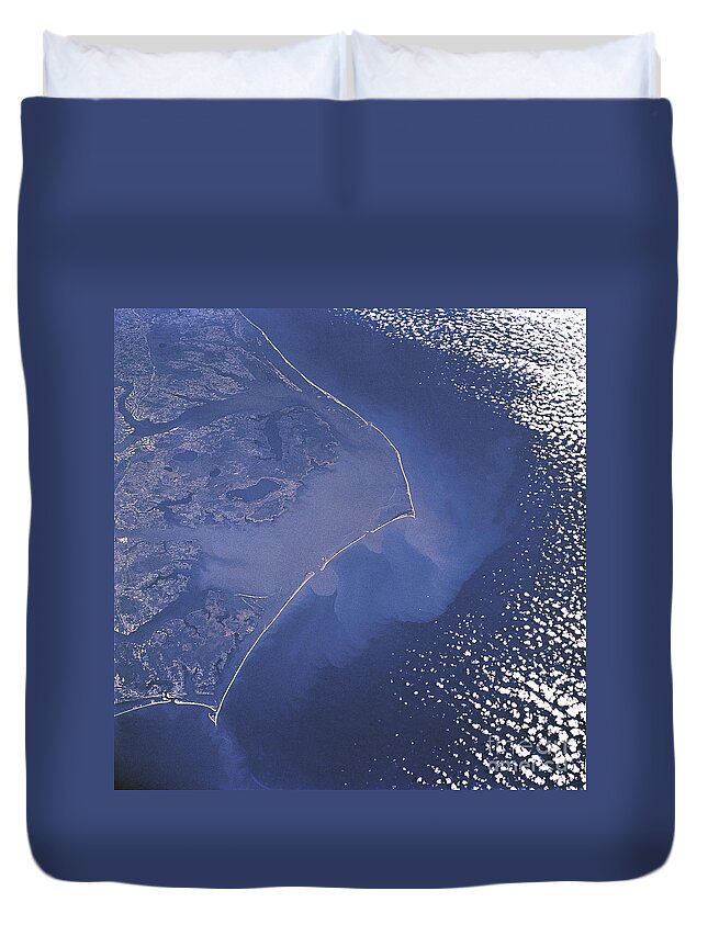 Aerial Duvet Cover featuring the photograph Cape Hatteras Islands Seen From Space by Science Source