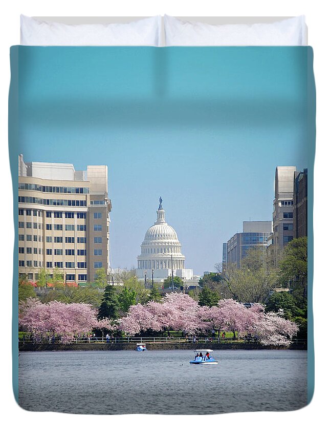 Cherry Duvet Cover featuring the photograph Capitol Blossoms by Jost Houk