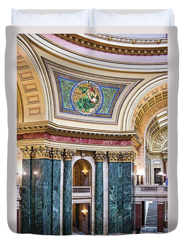 Capitol Duvet Cover featuring the photograph Capitol Rotunda -Madison - Wisconsin by Steven Ralser