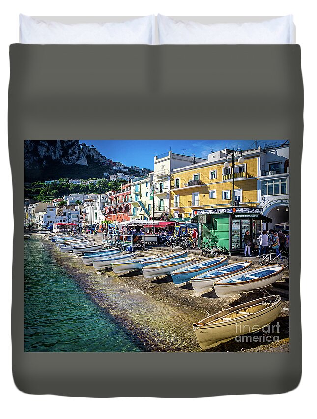 Capri Duvet Cover featuring the photograph Capri Shore by Perry Webster
