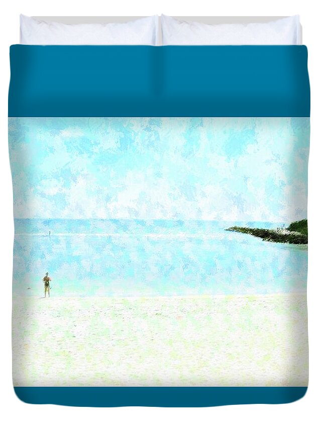Beach Duvet Cover featuring the mixed media Captiva Beach Blind Pass by Florene Welebny