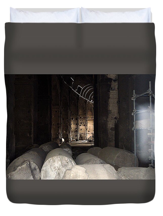Digital Duvet Cover featuring the photograph Captured Ghost at COLOSSEUM Rome by Richard Ortolano