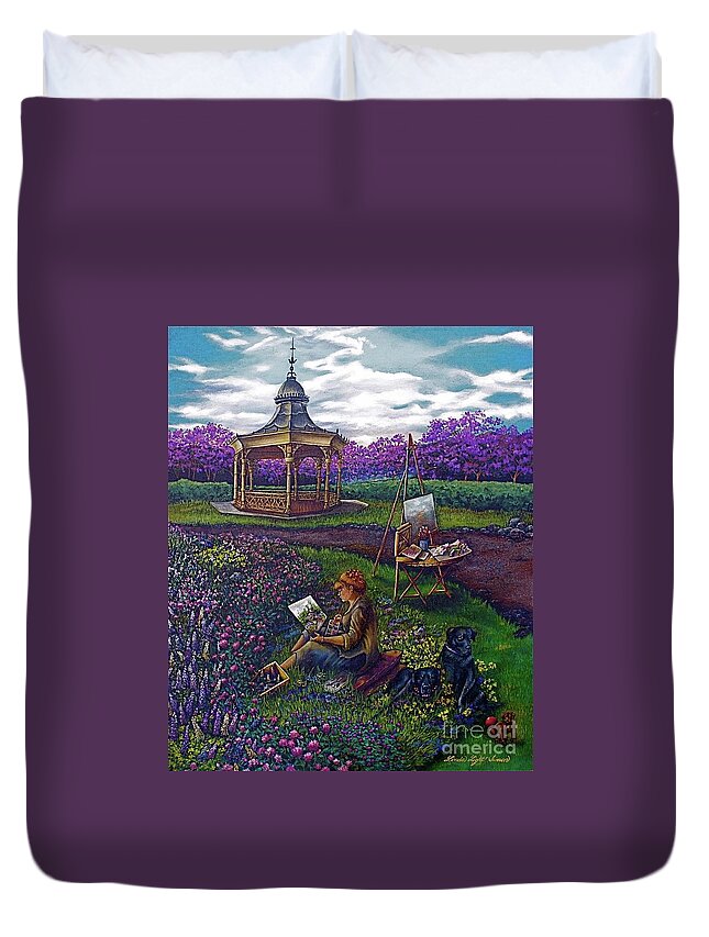 Artist Duvet Cover featuring the painting Capturing the Light by Linda Simon