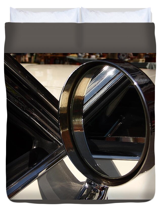 Cars Duvet Cover featuring the photograph Car mirror reflection by Karl Rose