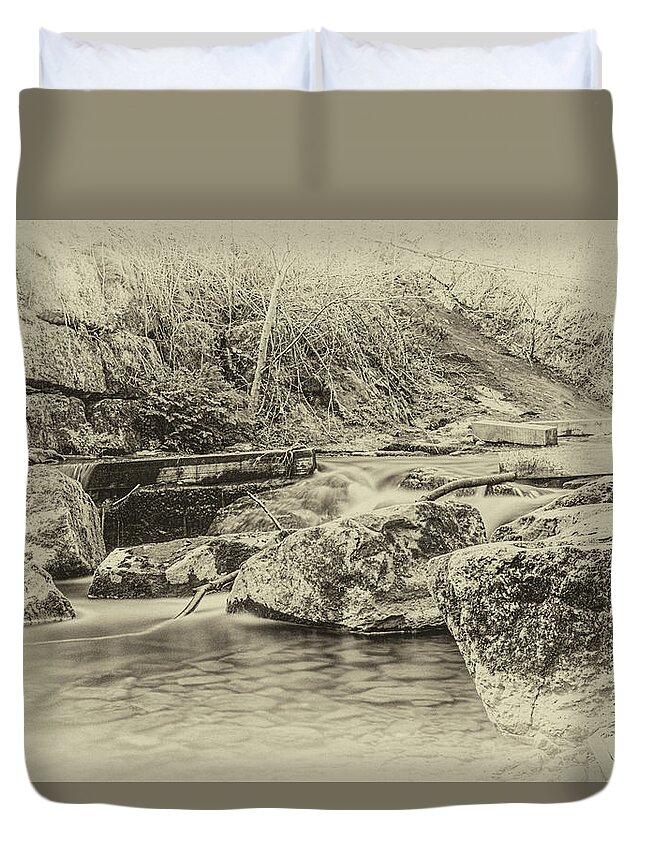 Caradocs Falls Duvet Cover featuring the photograph Caradocs Falls 1 Antique by Steve Purnell