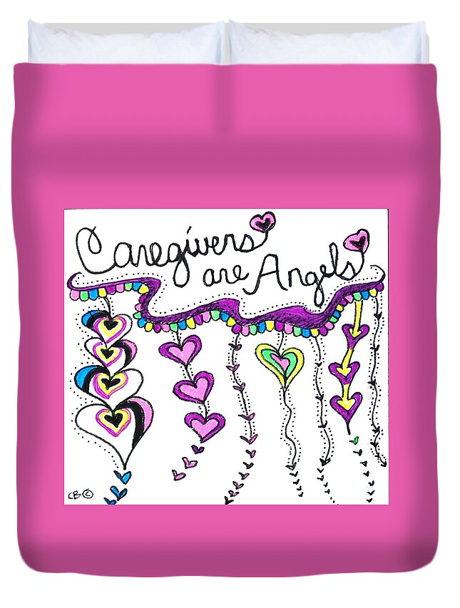 Caregiver Duvet Cover featuring the drawing Caregiver Chime by Carole Brecht