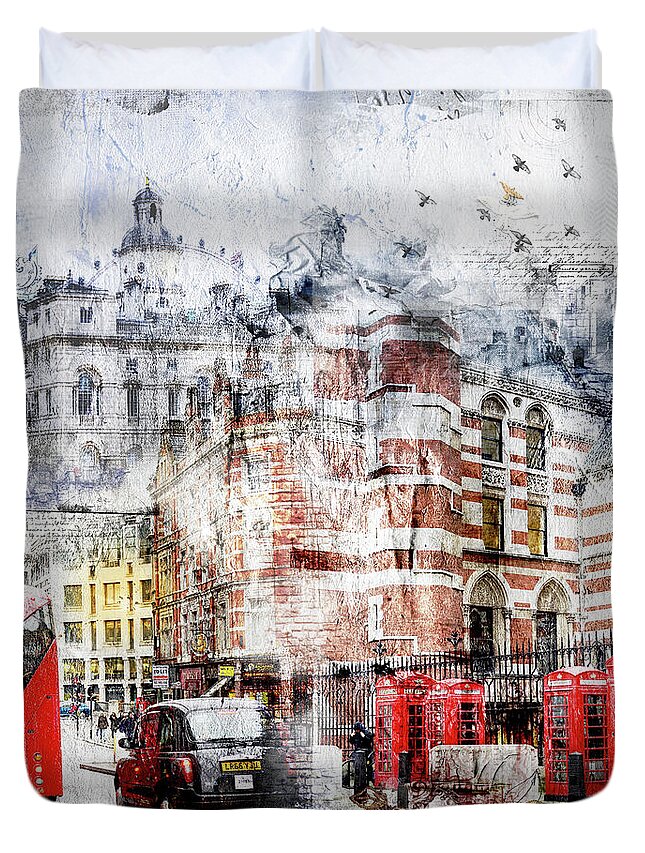 Londonart Duvet Cover featuring the digital art Carey Street by Nicky Jameson