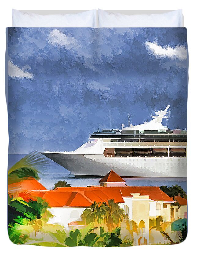 St. Maarten Duvet Cover featuring the photograph Caribbean Anchorage #1 by Dennis Cox