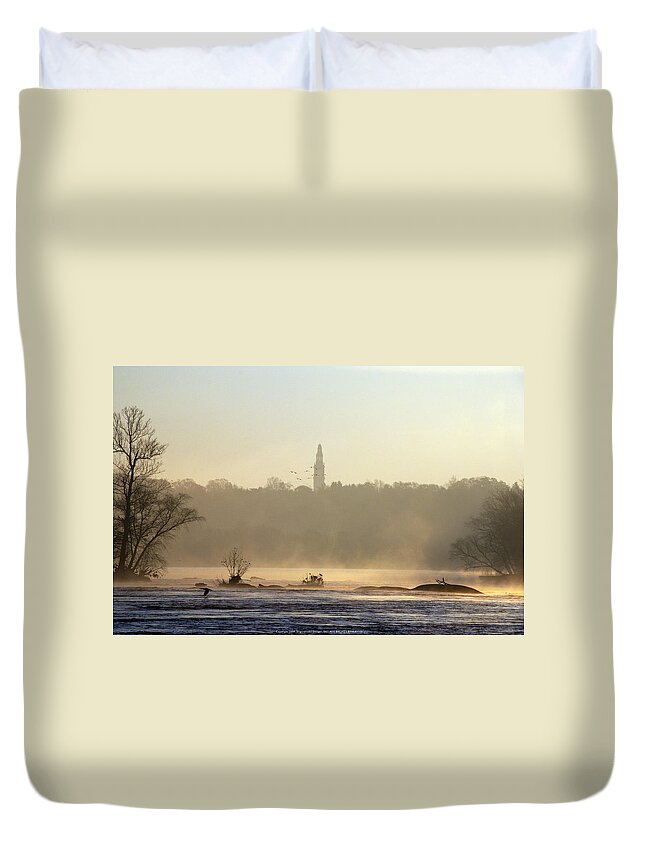 James River Duvet Cover featuring the photograph Carillon Mist by Kelvin Booker