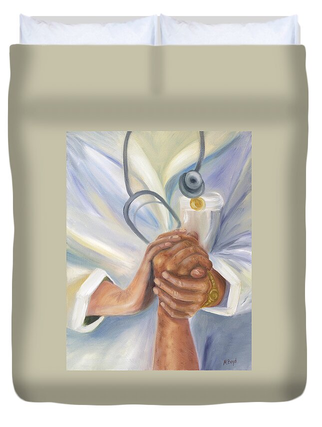 Nursing Duvet Cover featuring the painting Caring A Tradition of Nursing by Marlyn Boyd