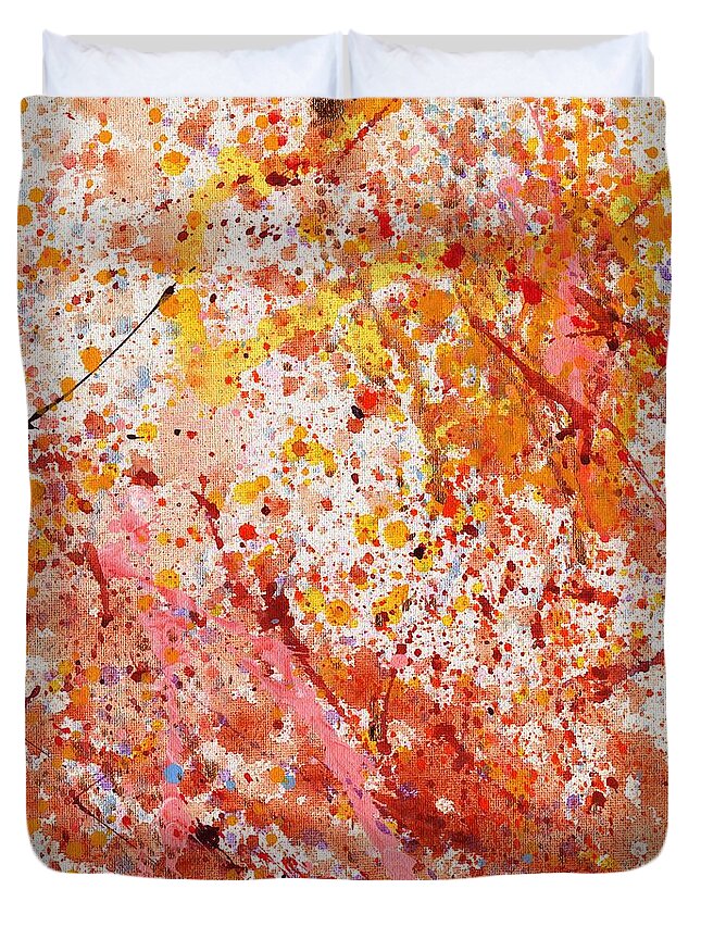 Splatter Duvet Cover featuring the painting Carotene by Phil Strang