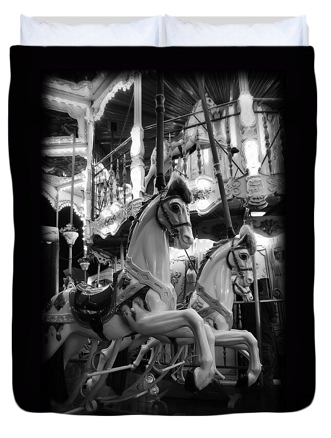 Carousel Duvet Cover featuring the photograph Carousel Horses No.2 by Tammy Wetzel