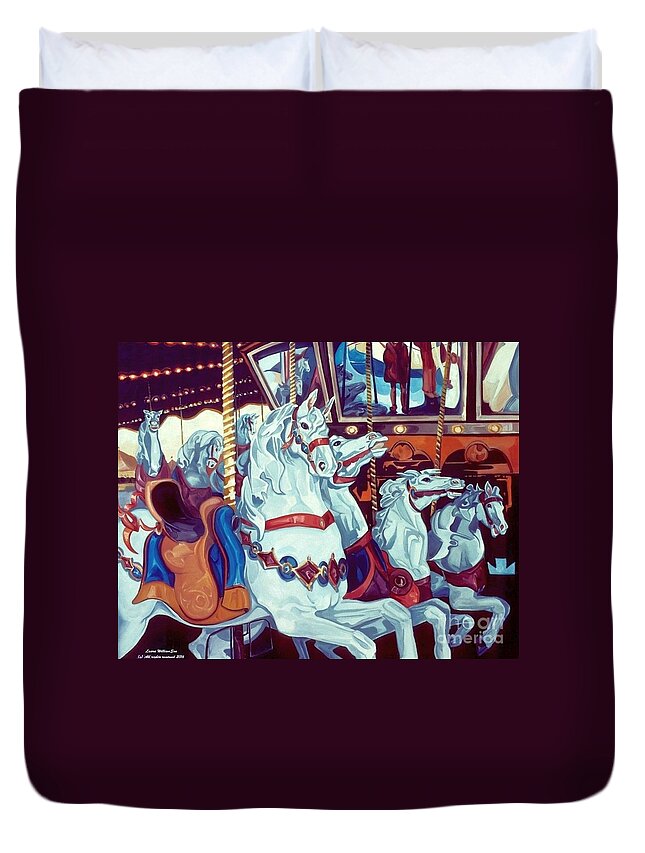 Horses Duvet Cover featuring the painting Carousel by Laara WilliamSen