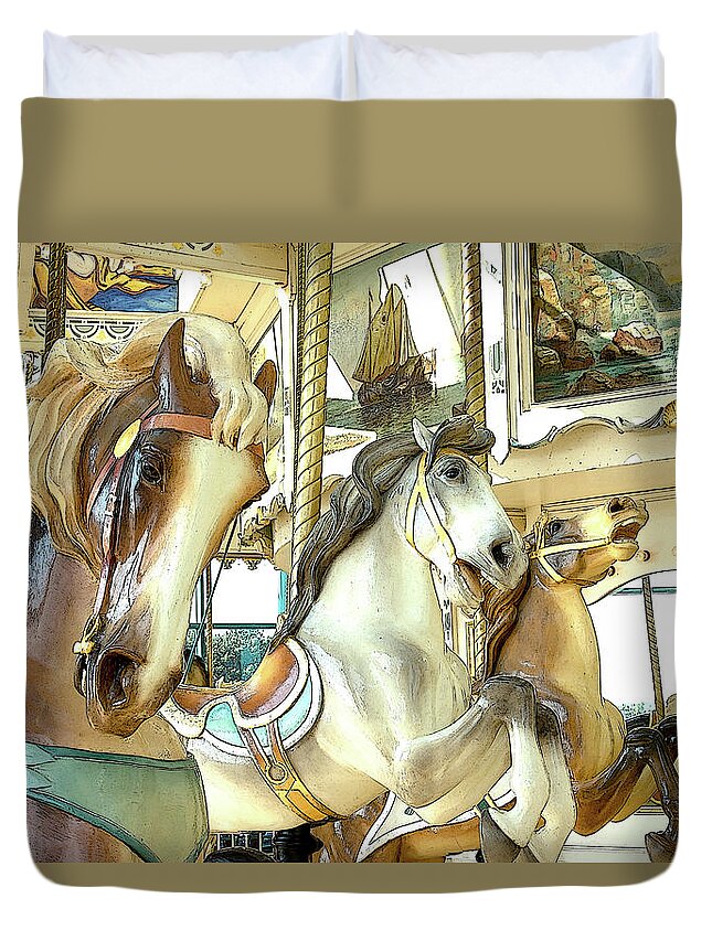 Philadelphia Toboggan Company Duvet Cover featuring the photograph Carousel Magic #1 by Mindy Musick King