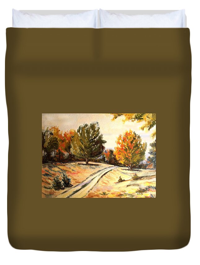 Oil Painting Duvet Cover featuring the painting Carriage Path by Karla Beatty