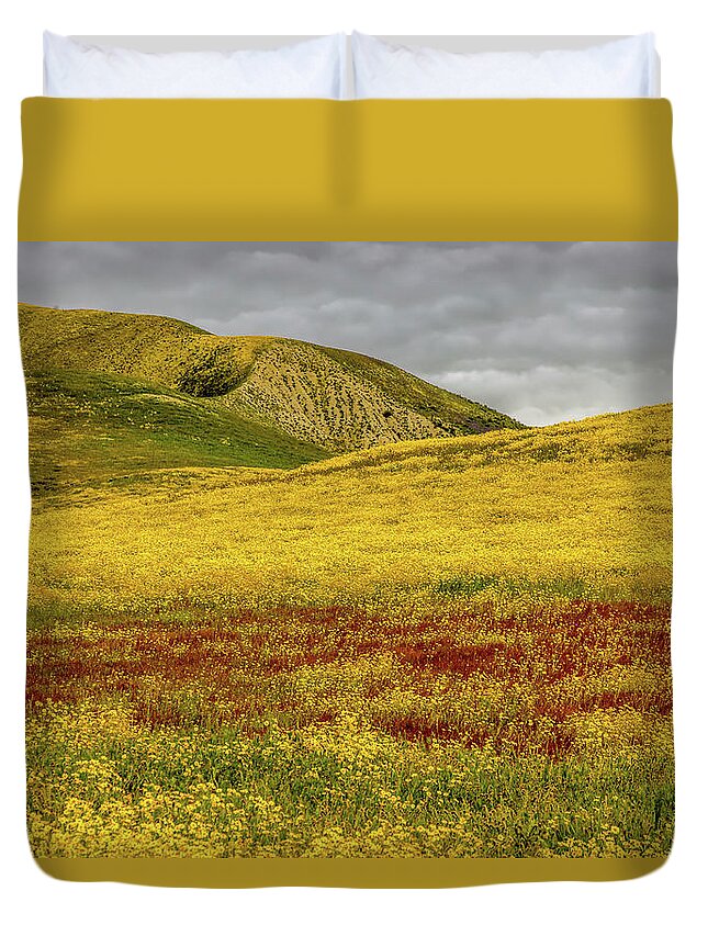 Blm Duvet Cover featuring the photograph Carrizo Plain Super Bloom 2017 by Peter Tellone