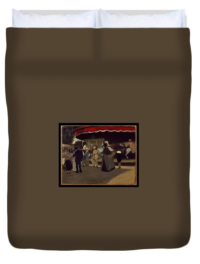 Carrousel Duvet Cover featuring the painting Carrousel by MotionAge Designs