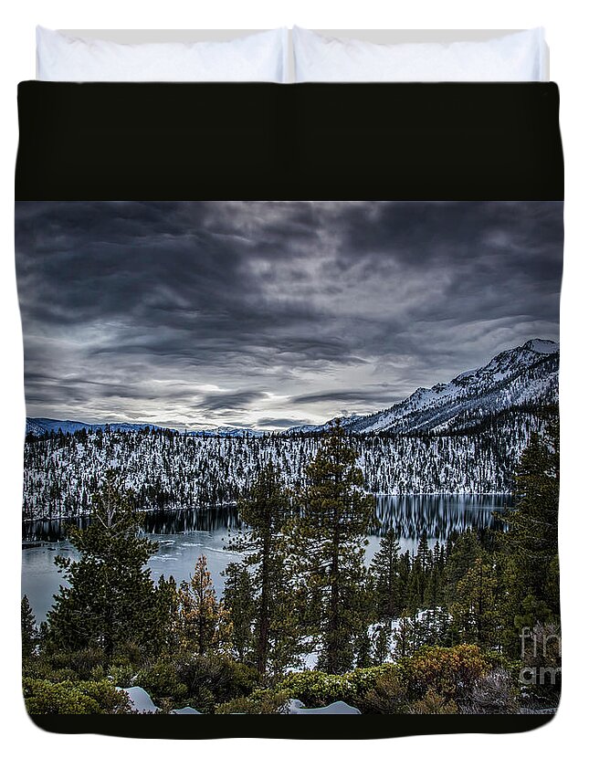 Cascade Lake Winter Duvet Cover featuring the photograph Cascade Lake Winter by Mitch Shindelbower