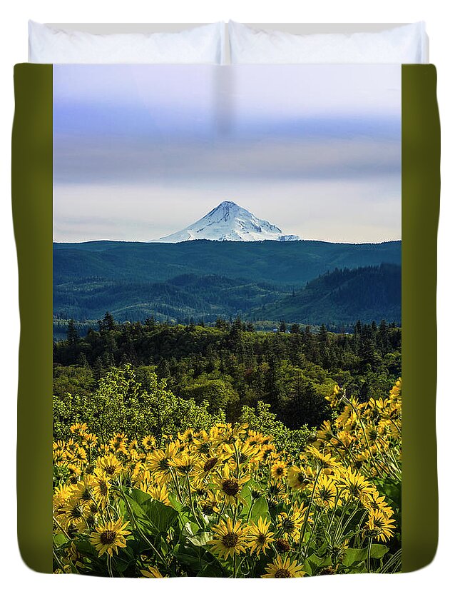 Nature Duvet Cover featuring the photograph Cascade Spring by Steven Clark