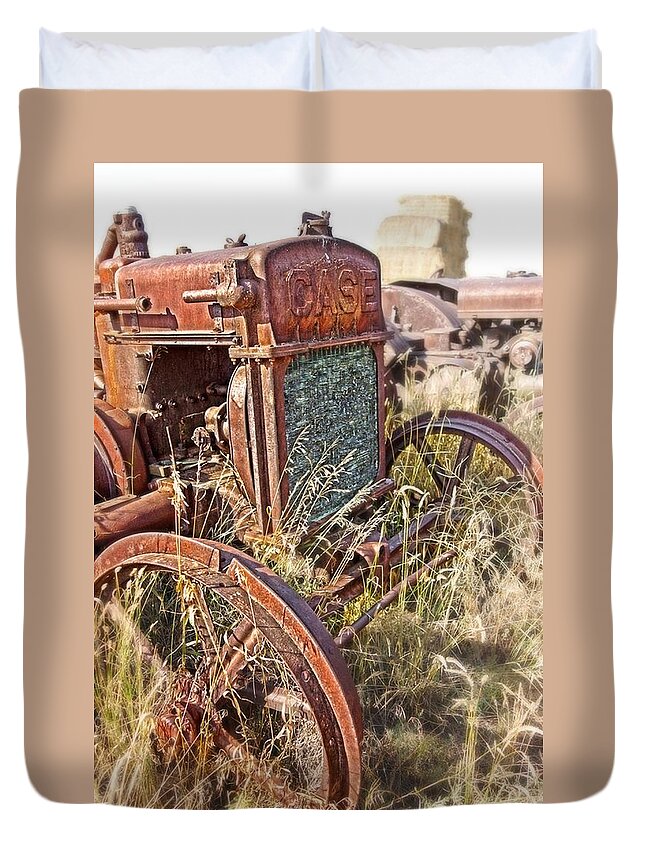 Hay Duvet Cover featuring the photograph Case and Bales by Amanda Smith