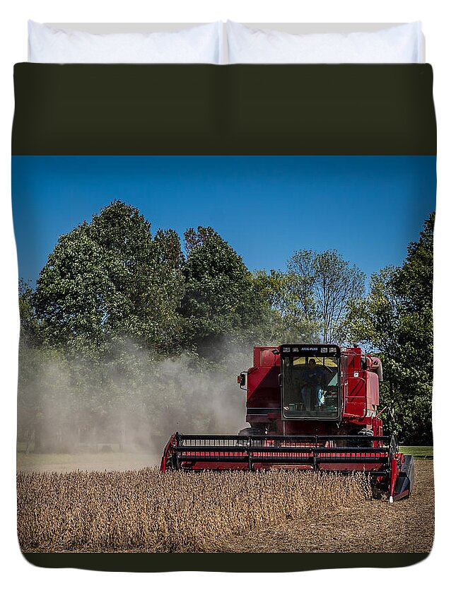 Axial Flow Duvet Cover featuring the photograph Case IH Bean Harvest by Ron Pate
