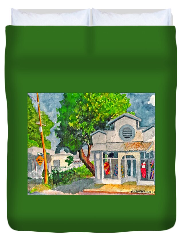 Paia Duvet Cover featuring the painting Caseys Place by Eric Samuelson