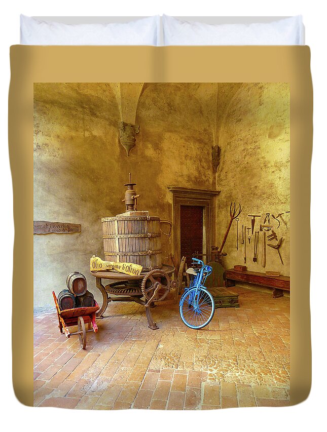 Castello Del Trebbio Duvet Cover featuring the photograph Castello del Trebbio Winery by Norma Brandsberg